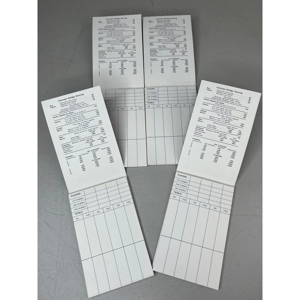 Vintage 1981 Hallmark Contract Bridge Score Pads Set of 4 King Illustration